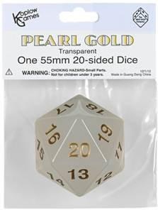 Single Dice: 55mm Pearl Gold Transparent Countdown D20  (1)