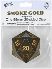 Single Dice: 55mm Smoke Gold Transparent Countdown D20  (1)