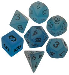 Resin Dice: 16mm Blue Glow in the Dark Dice Set