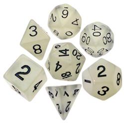 Resin Dice: 16mm Clear Glow in the Dark Dice Set
