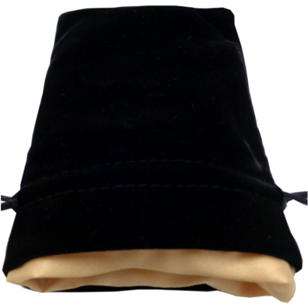 Fanroll: Small Velvet Dice Bag - Black w/ Gold Satin (4'' x 6'') (1)