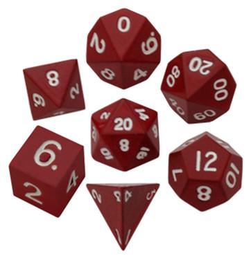 Metallic Dice: Red Painted Metal Polyhedral Dice Set 16mm