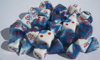Chessex Dice Sets: Gemini #7 d10 Astral Blue-White/red (10) [MFG OOP]