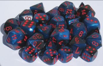 Chessex Dice Sets: Gemini #7 d10 Black-Starlight/red (10)