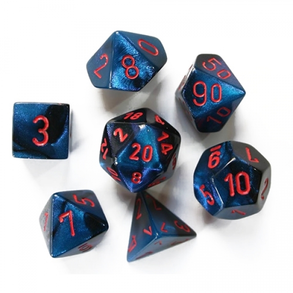 Chessex RPG Dice Sets: Gemini # 7 Black-Starlight/red Polyhedral 7-Die Set