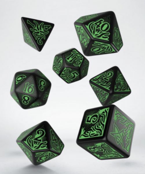 Exotic Dice Set: Call Of Cthulhu 7th Edition Black-Green Dice Set (7)