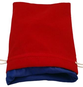 Red Velvet Dice Bag with Blue Satin Lining (6''x8'')