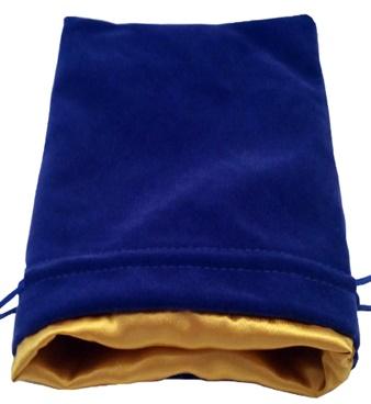 Blue Velvet Dice Bag with Gold Satin Lining (6''x8'')