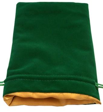 Green Velvet Dice Bag with Gold Satin Lining (6''x8'')