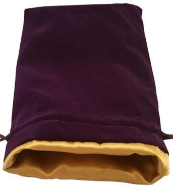 Purple Velvet Dice Bag with Gold Satin Lining (6''x8'')