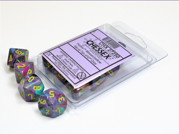 Dice Sets: Festive Mosaic/Yellow d10 Set (10)
