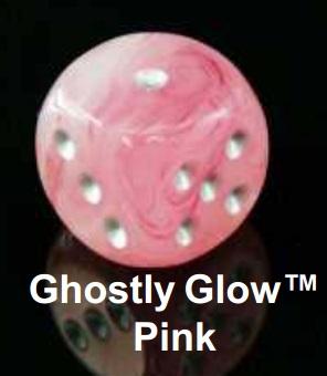 Dice Sets: Ghostly Glow Pink/Silver Polyhedral 7-Die Set