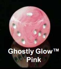 Dice Sets: Ghostly Glow Pink/Silver 16mm d6 Dice Block (12)
