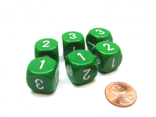 Opaque 16mm d3 (d6 w/ 1-2-3 twice) Green/White (1)