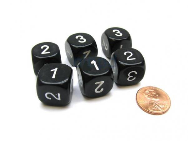 Opaque 16mm d3 (d6 w/ 1-2-3 twice) Black/White (1)