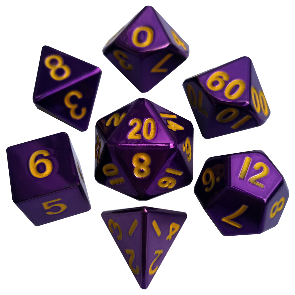16mm Polyhedral Purple w/Gold Numbers