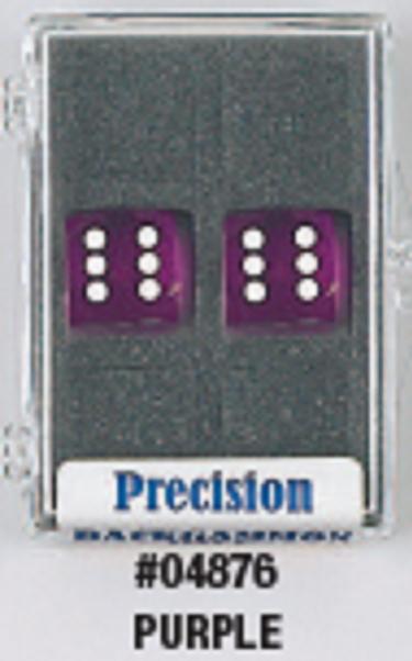 Purple Transparent Backgammon Dice w/White Pips D6 16mm