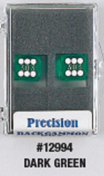 Backgammon Accessories: Dark Green Transparent D6 Precision Backgammon Dice w/White Pips