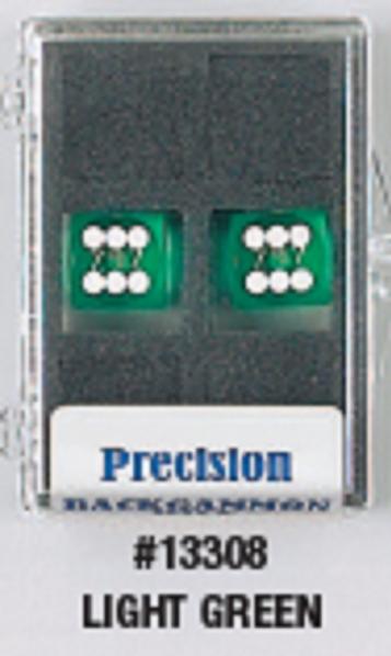 Backgammon Accessories: Light Green Transparent D6 Precision Backgammon Dice w/White Pips