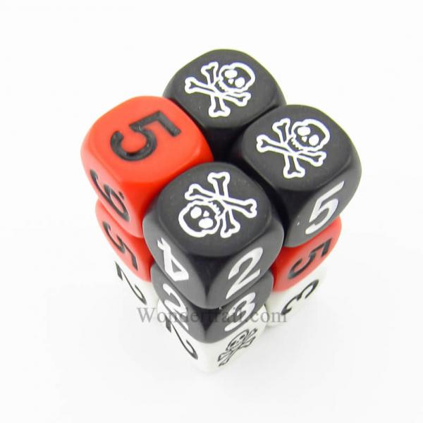 Skulls Novelty Dice D6 Assorted Colors With Assorted Colored Numbers 16mm Box Of 12