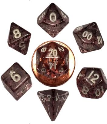 Mini Polyhedral Dice Set: Ethereal Black with White Numbers