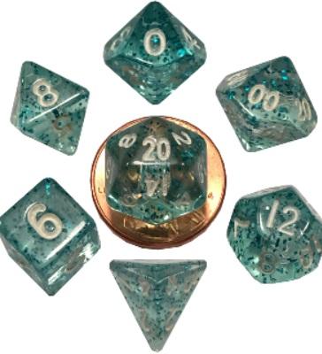 Mini Polyhedral Dice Set: Ethereal Light Blue with White Numbers