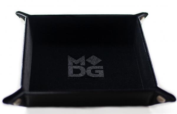 Velvet Folding Dice Tray: 10''x10'' Black with Leather Backing