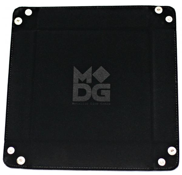 Velvet Folding Dice Tray: 10''x10'' Black with Leather Backing
