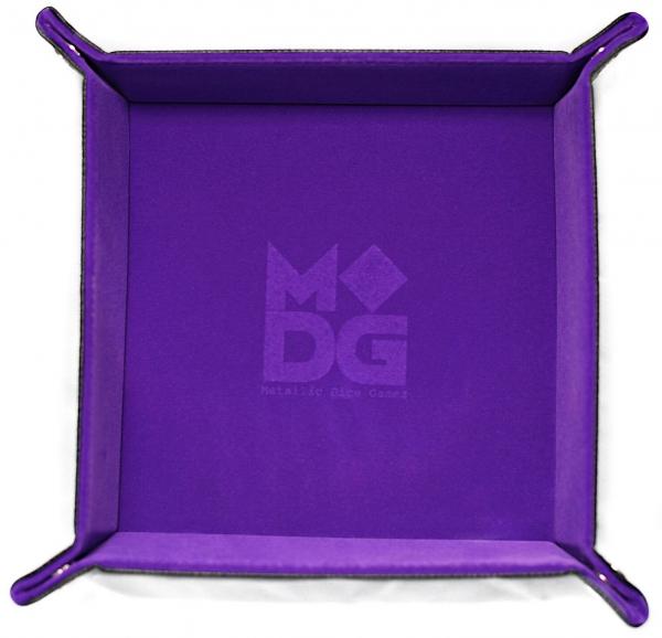 Velvet Folding Dice Tray: 10''x10'' Purple with Leather Backing