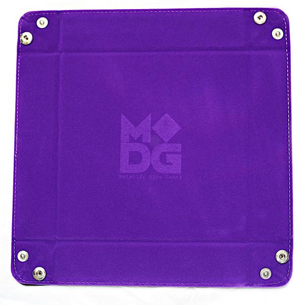 Velvet Folding Dice Tray: 10''x10'' Purple with Leather Backing