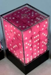 Chessex Dice Sets: Opaque 12mm d6 Pink/white Dice Block (36 dice)