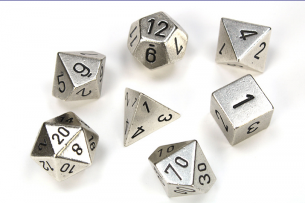Chessex Metal Dice: Metal Silver 7 Die Polyhedral Set