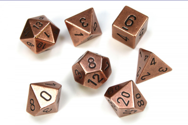 Chessex Metal Dice: Metal Copper 7 Die Polyhedral Set