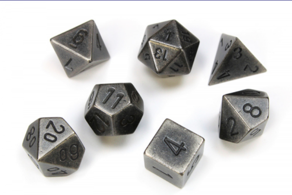 Chessex Metal Dice: Metal Dark Metal 7 Die Polyhedral Set