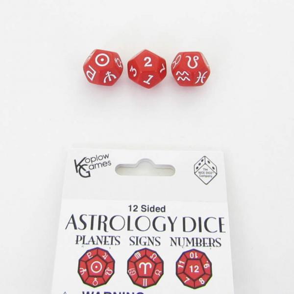 Astrology Dice: Astrology Dice Planets and Signs and Numbers - Red (3)