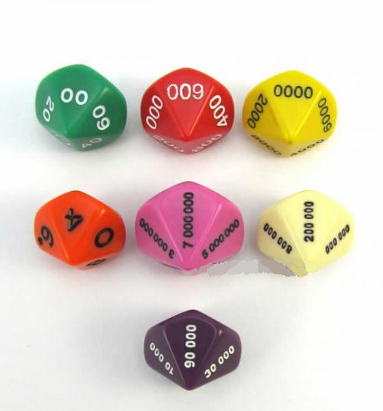 Special/Novelty Dice: Place Value Dice with Numbers Set of 7
