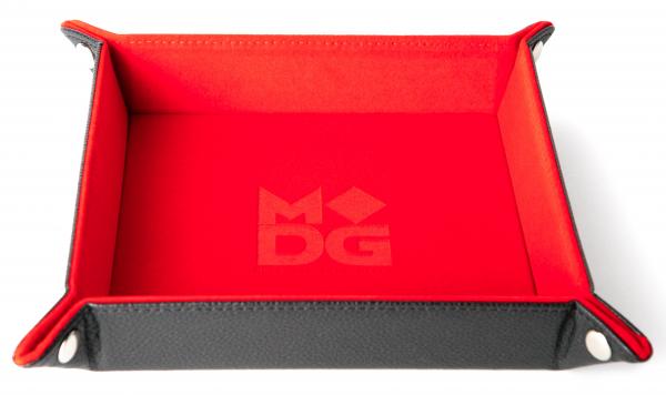 Velvet Folding Dice Tray: 10''x10'' Red with Leather Backing