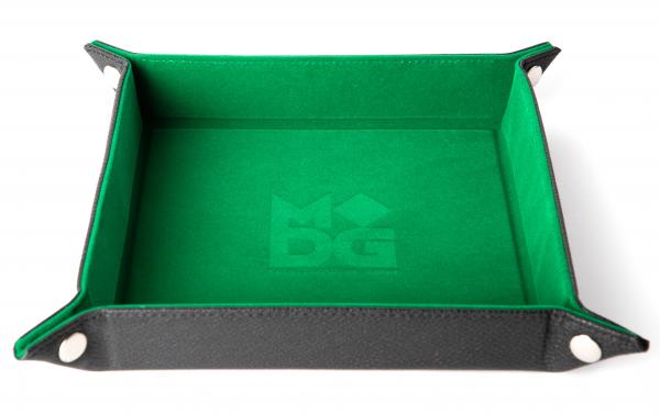 Velvet Folding Dice Tray: 10''x10'' Green with Leather Backing