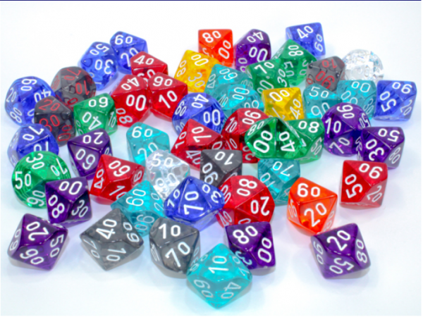 Chessex Bulk Dice Sets: Translucent Percentile (Bag of 50)
