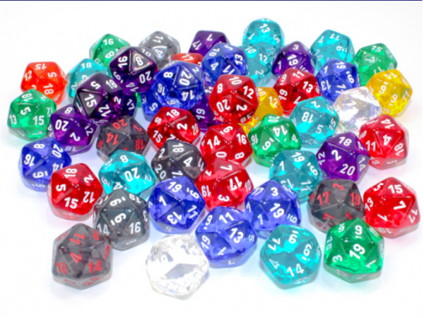 Chessex Bulk Dice Sets: Translucent d20 (Bag of 50)