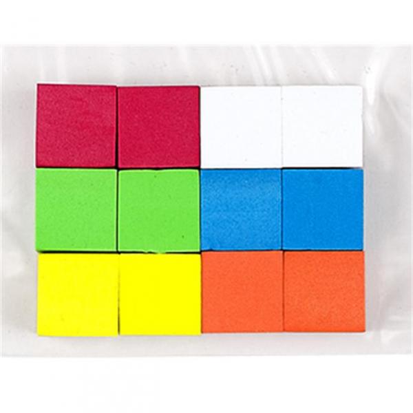 Dice: 16Mm Foam Dice Assorted Color (Blank) (12)