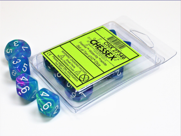 Chessex Dice Sets: Menagerie #10 - Festive Waterlily w/white d10 Set (10)