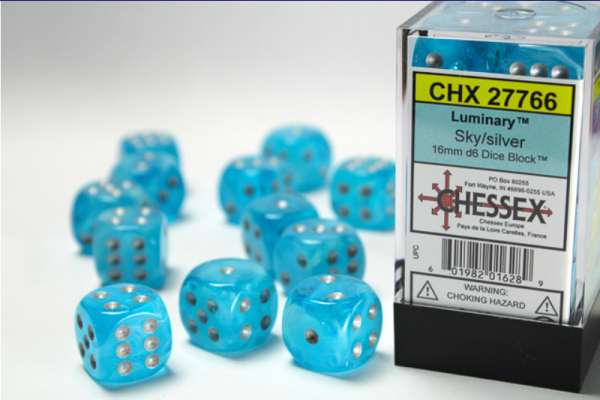 Chessex Dice Sets: Menagerie #10 - Luminary Sky (Day & Night) 16mm d6 Dice Block (12)