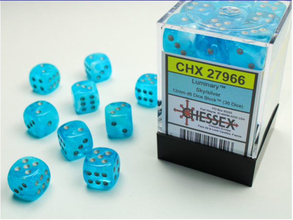 Chessex Dice Sets: Menagerie #10 - Luminary Sky (Day & Night) 12mm d6 Dice Block (36)