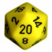 Chessex Special Dice: Yellow/Black Opaque 34mm d20 (1)