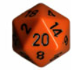 Chessex Special Dice: Orange/Black Opaque 34mm d20 (1)