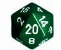 Chessex Special Dice: Green/White Opaque 34mm d20 (1)