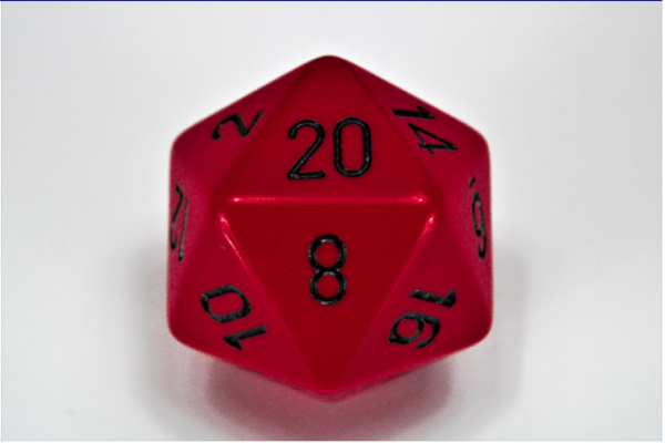 Chessex Special Dice: Red/Black Opaque 34mm d20 (1)