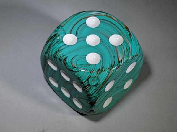 Chessex Dice Sets: Marble 50mm Oxi-Copper™/white d6