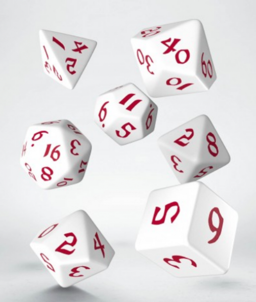 Exotic Dice: Classic Runic Dice Set - White & Red (7)